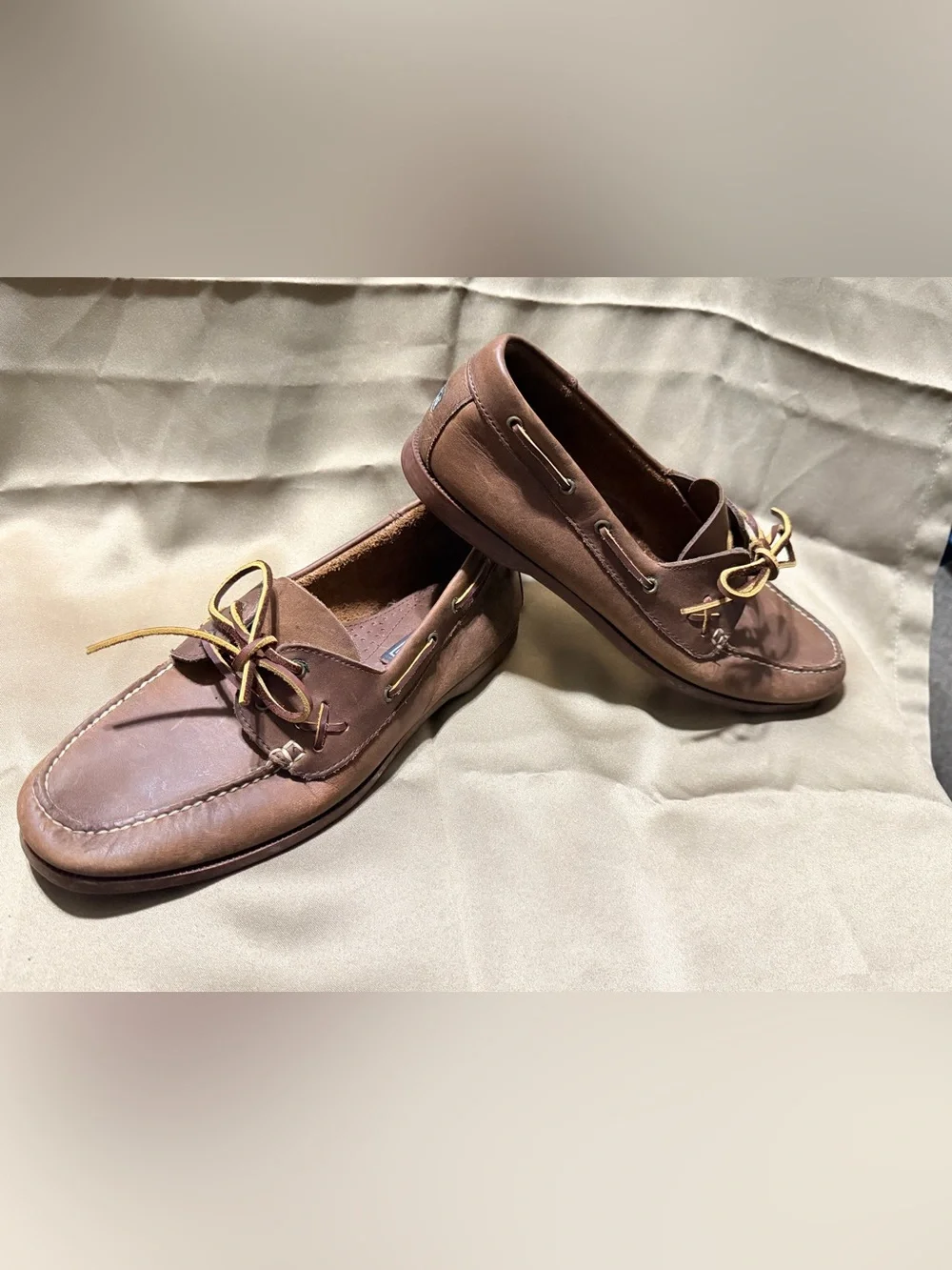 Polo by Ralph Lauren Brown Leather Shoes with Yellow Accent Laces size 11